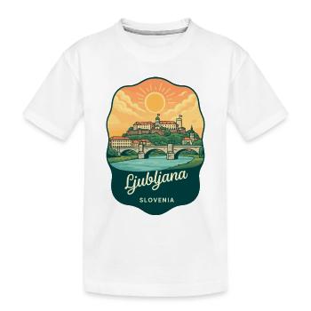 Ljubljana Triple Bridge Vintage Sunset Abzeichen - Kinder Premium Bio T-Shirt - Weiß - Vorne