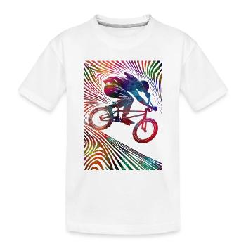 Cycliste coloré dans une explosion au néon - T-shirt bio Premium Enfant - blanc - Devant
