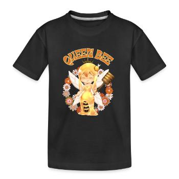 Bienenkönigin Flower Power Fee Blumen Biene Hummel - Kinder Premium Bio T-Shirt - Schwarz - Vorne