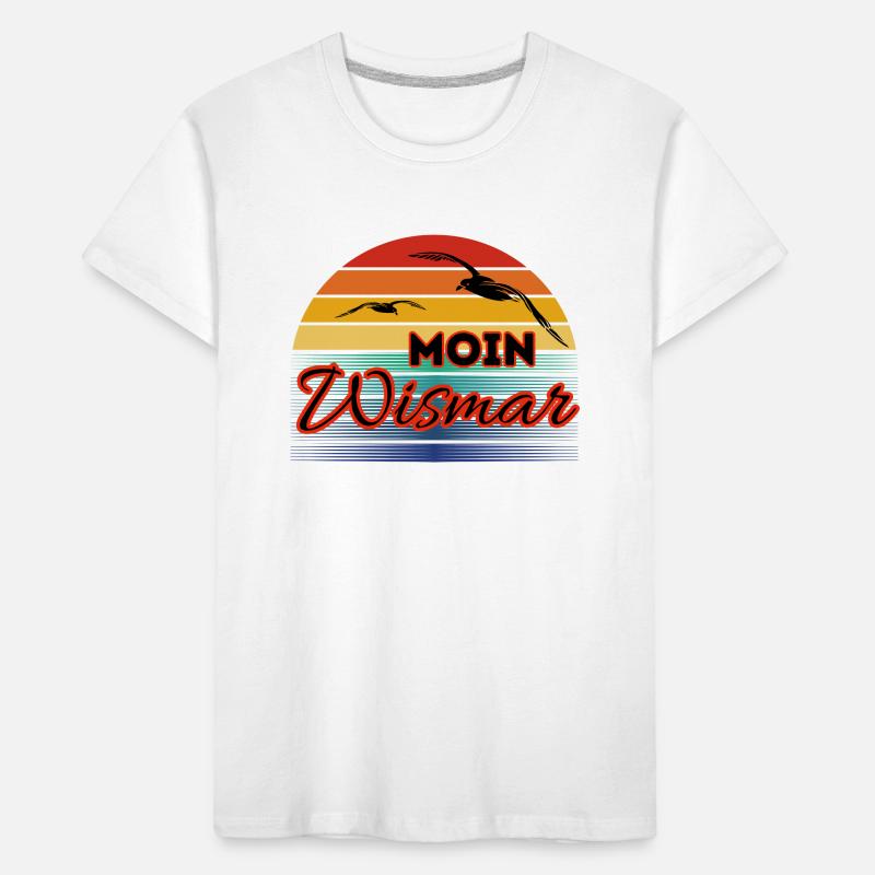 Moin Wismar mit Möwe im Retro Style Kinder Premium Bio T-Shirt