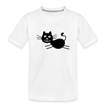 Black cat runs - Kids' Premium Organic T-Shirt - white - Front