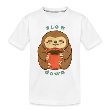 Faultier mit Kaffee langsamer - Kinder Premium Bio T-Shirt - Weiß - Vorne