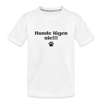 Cool Dog Saying: Dogs Never Lie - Kids' Premium Organic T-Shirt - white - Front