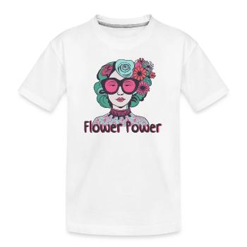 Flower Power Lady - Kids' Premium Organic T-Shirt - white - Front
