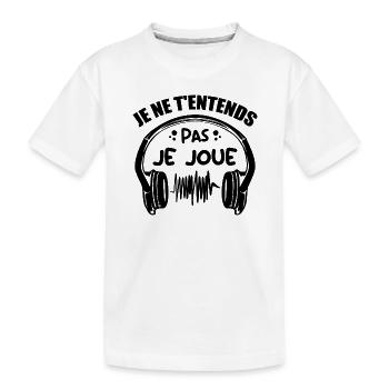 Je Ne T'entends Pas Je Joue - T-shirt bio Premium Enfant - blanc - Devant