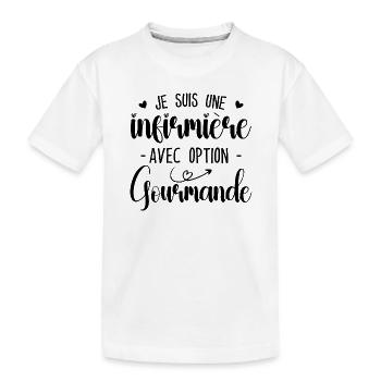 Nurse with gourmet option - Kids' Premium Organic T-Shirt - white - Front