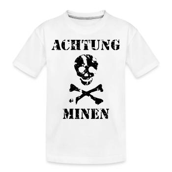 Achtung Minen Sign - Kids' Premium Organic T-Shirt - white - Front