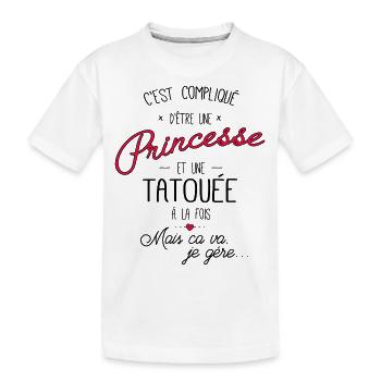 Princesse et tatouée - T-shirt bio Premium Enfant - blanc - Devant