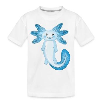 Mignon axolotl bleu nageant dans un océan - T-shirt bio Premium Enfant - blanc - Devant