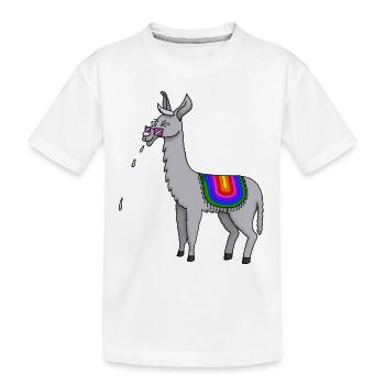 Spuckendes Lama - Kinder Premium Bio T-Shirt - Weiß - Vorne