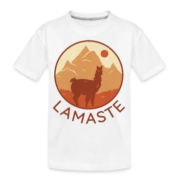 Lama Namaste Retro Tibet - Kinder Premium Bio T-Shirt - Weiß - Vorne