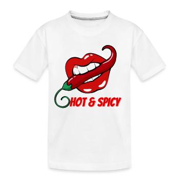Hot & Spicy Chilli Pepper in Red Lips - Kids' Premium Organic T-Shirt - white - Front