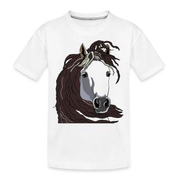 Pferdekopf 05 Schimmel - Kinder Premium Bio T-Shirt - Weiß - Vorne
