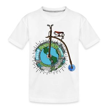 Sauver la planète Terre Penny Farthing vélo Art - T-shirt bio Premium Enfant - blanc - Devant