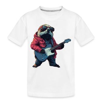 sloth with electric guitar - Kids' Premium Organic T-Shirt - white - Front