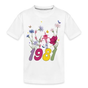 Geburtsjahr 1981 Wildblumen - Kinder Premium Bio T-Shirt - Weiß - Vorne