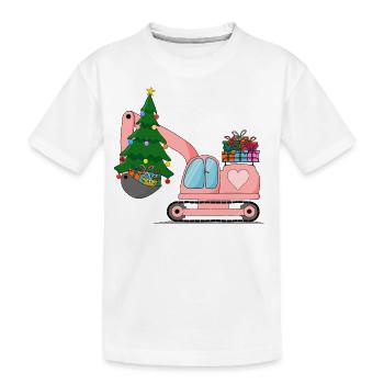 Excavator Christmas Pink - Kids' Premium Organic T-Shirt - white - Front