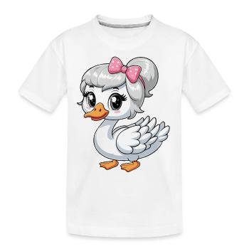 Girls swan - Kids' Premium Organic T-Shirt - white - Front