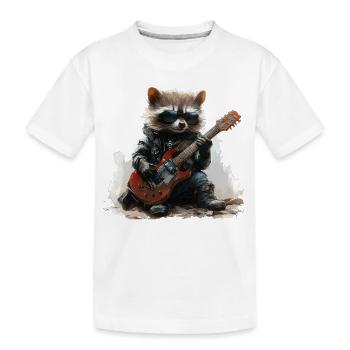 Lustiger Heavy Metal Waschbär - Kinder Premium Bio T-Shirt - Weiß - Vorne
