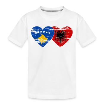 Kosovo Albanien Flagge Herz used - Kinder Premium Bio T-Shirt - Weiß - Vorne