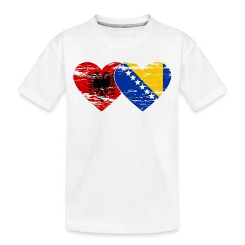 Albanien Bosnien Flagge Herz - Kinder Premium Bio T-Shirt - Weiß - Vorne
