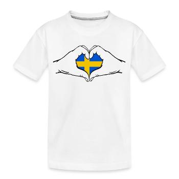 Drapeau de la Suède Aiguilles en forme de coeur - T-shirt bio Premium Enfant - blanc - Devant