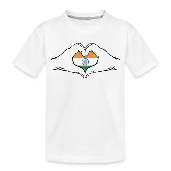 Indien Flagge Herzform - Kinder Premium Bio T-Shirt - Weiß - Vorne