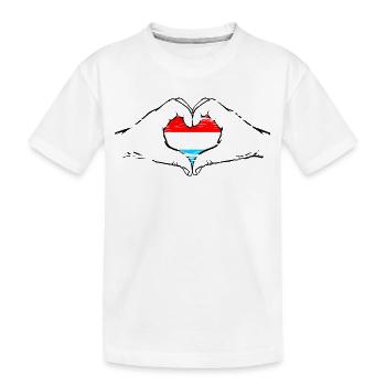 Drapeau du Luxembourg en forme de coeur d’occasion - T-shirt bio Premium Enfant - blanc - Devant