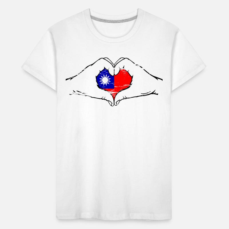 Drapeau de Taïwan en forme de coeur utilisé T-shirt bio Premium Enfant