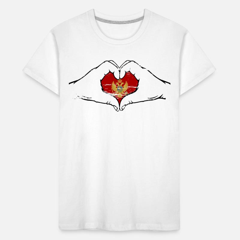 Forme du drapeau du Monténégro utilisée T-shirt bio Premium Enfant