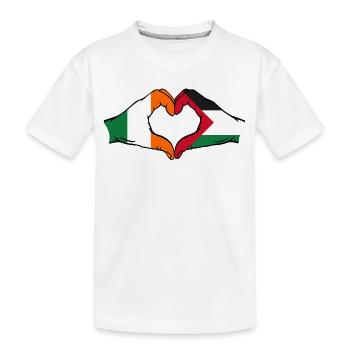 Ireland Palestine Heart Shape with Hands - Kids' Premium Organic T-Shirt - white - Front