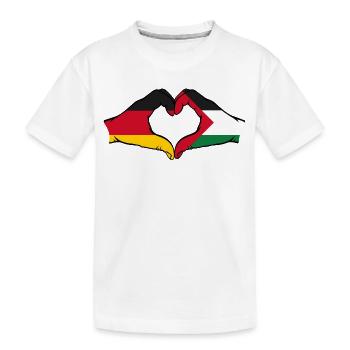 Germany Palestine heart shape with hands - Kids' Premium Organic T-Shirt - white - Front