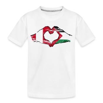 Peru Palestine Heart Shape with Hands Used - Kids' Premium Organic T-Shirt - white - Front