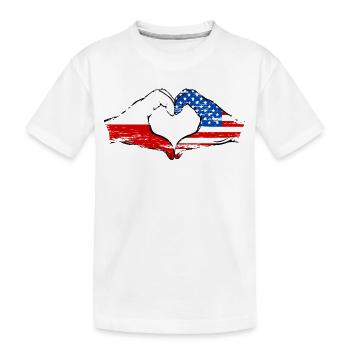 Pologne USA forme de coeur avec des mains utilisées - T-shirt bio Premium Enfant - blanc - Devant