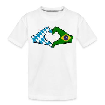 Bavaria Brazil Flag Hands Heart Shape - Kids' Premium Organic T-Shirt - white - Front