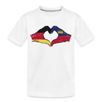 Allemagne Liechtenstein Drapeau Mains Coeur Shape us - T-shirt bio Premium Enfant - blanc - Devant