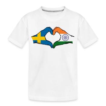 Suède Inde mains en forme de cœur - T-shirt bio Premium Enfant - blanc - Devant