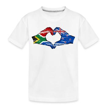 South Africa New Zealand flag hands heart shape used - Kids' Premium Organic T-Shirt - white - Front