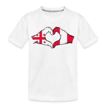 Georgien Peru Flagge Hände Herzform - Kinder Premium Bio T-Shirt - Weiß - Vorne