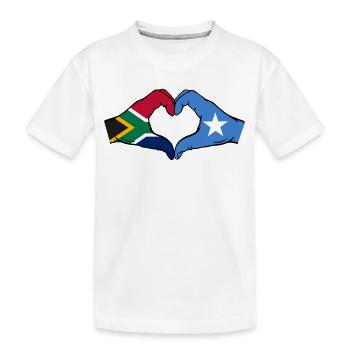 South Africa Somalia Flag Hands Heart Shape Used - Kids' Premium Organic T-Shirt - white - Front