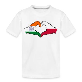 Inde Pologne Drapeau Mains Coeur Forme - T-shirt bio Premium Enfant - blanc - Devant