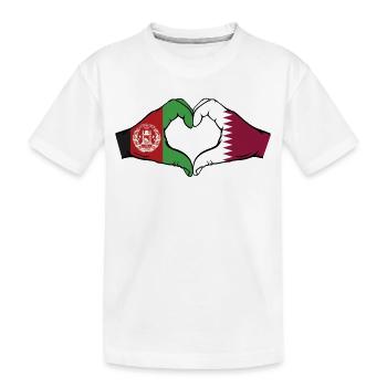 Afghanistan Katar Flagge Hände Herzform - Kinder Premium Bio T-Shirt - Weiß - Vorne