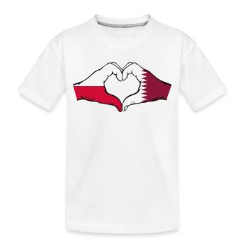 Polen Katar Flagge Hände Herzform - Kinder Premium Bio T-Shirt - Weiß - Vorne
