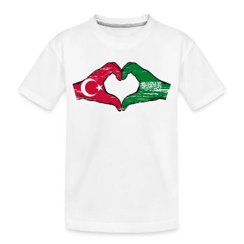 Turquie Arabie Saoudite Drapeau Mains Coeur Forme Utilisé - T-shirt bio Premium Enfant - blanc - Devant