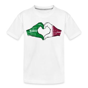 Arabie Saoudite Qatar drapeau mains forme de coeur utilisé - T-shirt bio Premium Enfant - blanc - Devant