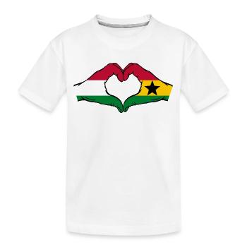 Ungarn Ghana Flagge Hände Herzform - Kinder Premium Bio T-Shirt - Weiß - Vorne
