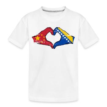 China Bosnien Flagge Herzform - Kinder Premium Bio T-Shirt - Weiß - Vorne
