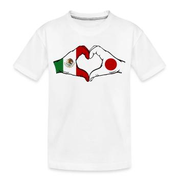 Mexique Japon Drapeau Mains Coeur Forme - T-shirt bio Premium Enfant - blanc - Devant