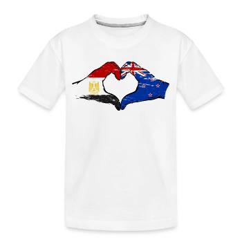 Égypte Nouvelle-Zélande drapeau mains forme de coeur utilisé - T-shirt bio Premium Enfant - blanc - Devant