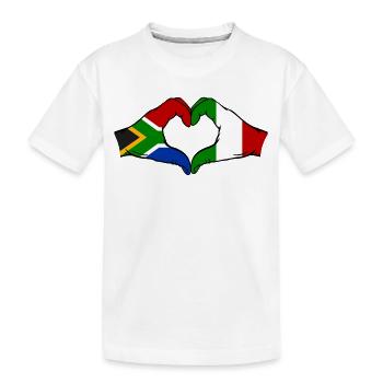 Afrique du Sud Italie Drapeau Mains Coeur Forme - T-shirt bio Premium Enfant - blanc - Devant